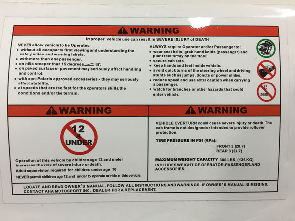 B25-05 Rear cargo warning decals